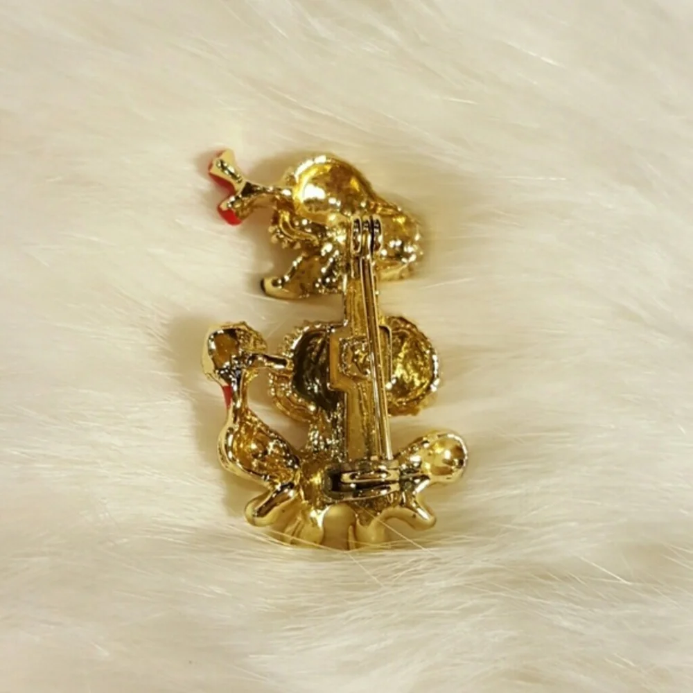 POODLE DOG WITH A RED‎ TAIL BROOCH